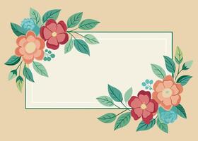 Rectangular watercolor flowers Frame Design for program card vector