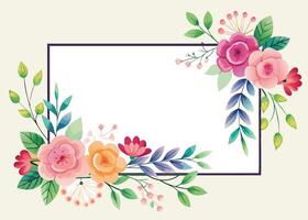 Rectangular watercolor flowers Frame Design for program card vector
