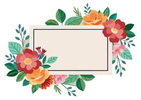 Rectangular watercolor flowers Frame Design for program card vector
