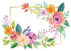 Rectangular watercolor flowers Frame Design for program card vector