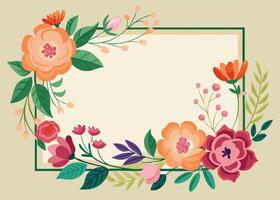 Rectangular watercolor flowers Frame Design for program card vector