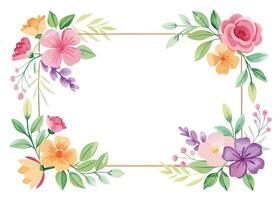 Rectangular watercolor flowers Frame Design for program card vector