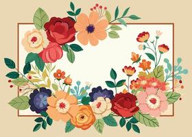 Rectangular watercolor flowers Frame Design for program card vector