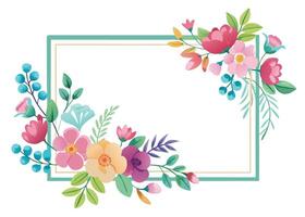 Rectangular watercolor flowers Frame Design for program card vector