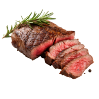 BBQ grill with flames, cooking juicy delicious beef meat with herbs without background, steak cooking on fire with vegetables . png