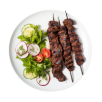 Grilled meat skewers variety isolated without background, . png