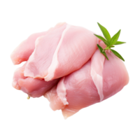 Raw chicken fillets close up isolated without background, transparent . png