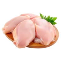 Raw chicken fillets close up isolated without background, transparent . png