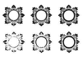 Elegant Collection of Six Black and White Floral Frames for Vintage and Ornate Design Projects vector