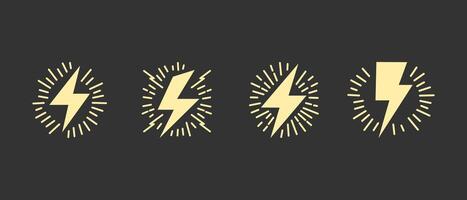 Hand drawn doodle electric lightning symbol sketch. thunder icon vector