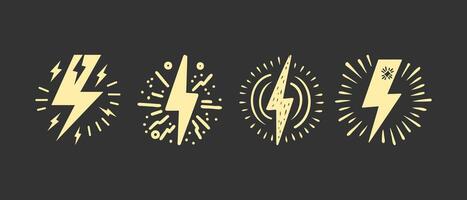 Hand drawn doodle electric lightning symbol sketch. thunder icon vector