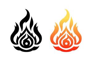 Fire image, flame icon. Black icon isolated on white background. vector