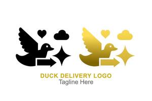duck delivery service logo in silhouette style on a white background vector