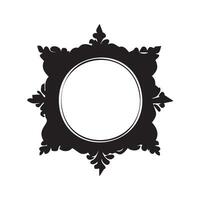 Elegant Black Floral Circular Frame on White Background for Vintage and Ornate Design Projects vector