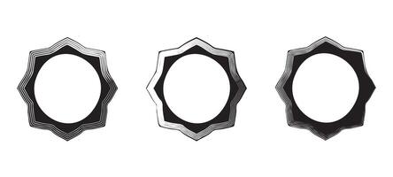 Set of Three Black and White Geometric Starburst Badges for Design and Branding vector