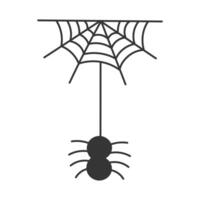 Spider Hanging on a Thread of Web Doodle Line vector