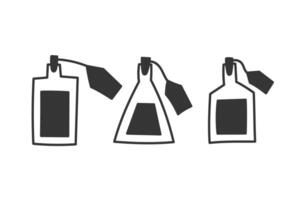 Glass Bottles with Liquid Lid and Label Doodle Set vector