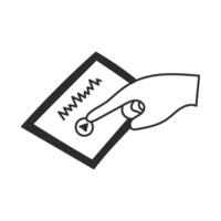 Hand push the play button on the tablet vector