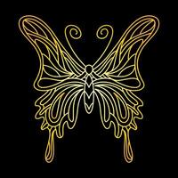The golden butterfly is an insect. beetle linear illustration vector