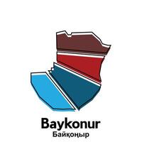 Map of Baykonur City. map of the Kazakhstan Country. illustration design template vector