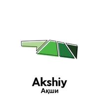 Map of Akshiy City. map of the Kazakhstan Country. illustration design template vector