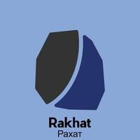 Rakhat City Map flat icon illustration, map of Kazakhstan with named governance and travel icons template vector
