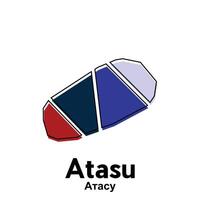 Map of Atasu City. map of the Kazakhstan Country. illustration design template vector