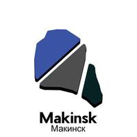 Makinsk map illustration modern, illustrated Map of Kazakhstan element graphic illustration design template vector