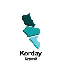 Korday map illustration modern, illustrated Map of Kazakhstan element graphic illustration design template vector