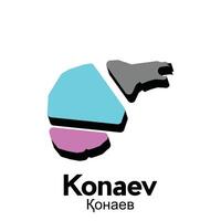 Konaev map illustration modern, illustrated Map of Kazakhstan element graphic illustration design template vector