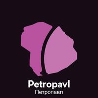 Petropavl City Map flat icon illustration, map of Kazakhstan with named governance and travel icons template vector