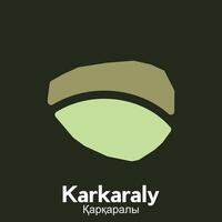Karkaraly City Map flat icon illustration, map of Kazakhstan with named governance and travel icons template vector