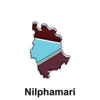 Map City of Nilphamari design template, World Map International template with outline graphic sketch style isolated on white background vector