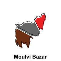 Map City of Moulvi Bazar design template, World Map International template with outline graphic sketch style isolated on white background vector