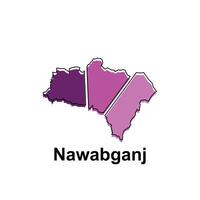 Map City of Nawabganj design template, World Map International template with outline graphic sketch style isolated on white background vector
