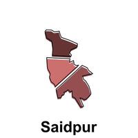 Map City of Saidpur design template, World Map International template with outline graphic sketch style isolated on white background vector