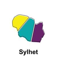 Map City of Sylhet design template, World Map International template with outline graphic sketch style isolated on white background vector