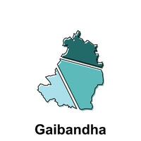 Map City of Gaibandha design template, World Map International template with outline graphic sketch style isolated on white background vector