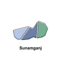 Map of Sunamganj City, logotype element for template. Suitable for your company vector