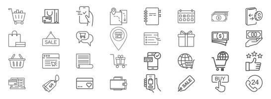 E-Commerce icon set with editable stroke. Online shopping thin line icon collection. illustration vector