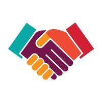 a minimalist handshake logo art illustration with a handshake icon logo vector