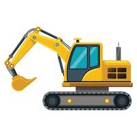 a yellow excavator on a white background vector