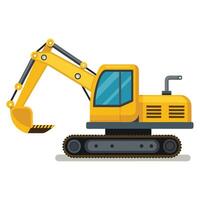 a yellow excavator on a white background vector