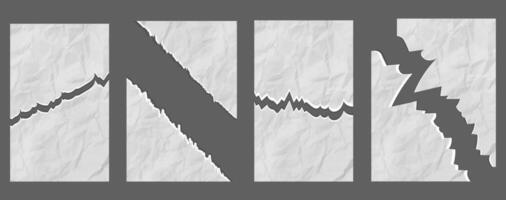 notebook and sheet, scrapbook old. torn and crumpled pieces of paper vector