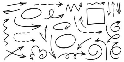 set of hand drawn arrows . doodle design elements. Illustration on white background.for business infographic, banner, web and concept design. vector