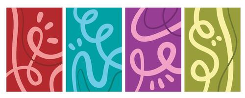 Set of stylish templates with organic abstract shapes and lines in nude colors. Pastel background in minimalist style. vector