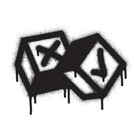 Spray Painted Graffiti x check mark in box and hand drawn Sprayed isolated on white background. graffiti font x with overspray in black on white. Illustration of check mark icon vector