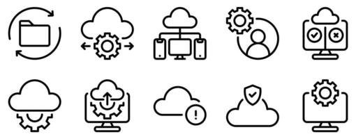 Cloud Algorithm Icon Set Cutting Edge Line Style Collection for Data Solutions vector