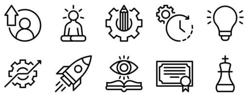 Personal Growth Icon Set Inspirational Line Style Collection for Self Improvement vector