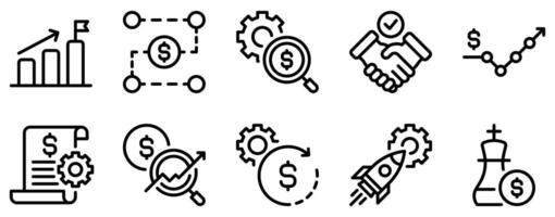 Business Development Icon Set Dynamic Line Style Collection for Growth and Innovation vector
